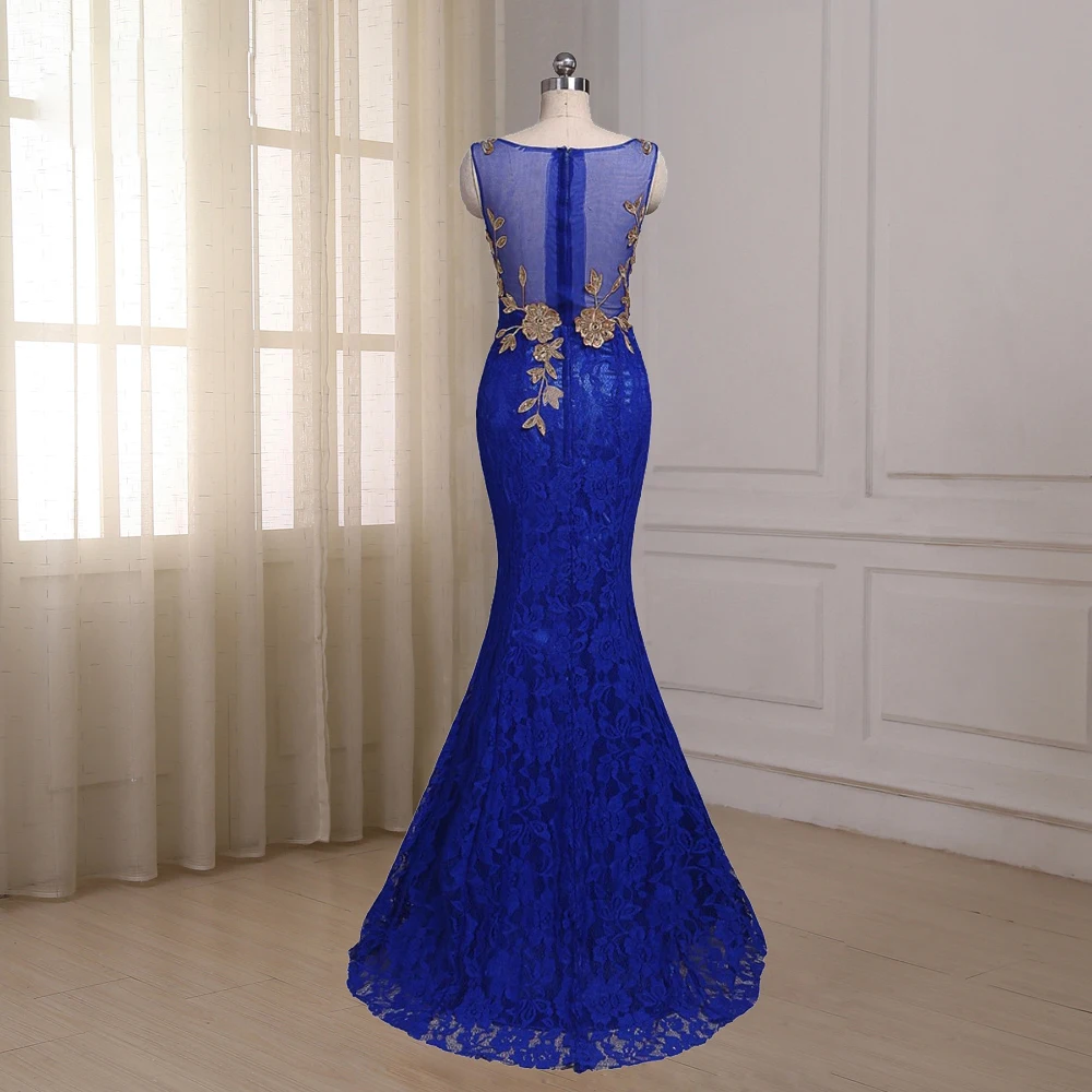 Jiayigong Royal Blue Mermaid Avondjurk Cap Sleeve Floor Lengte Custom Lange Formele Partij Prom Jurken Robe De Soiree