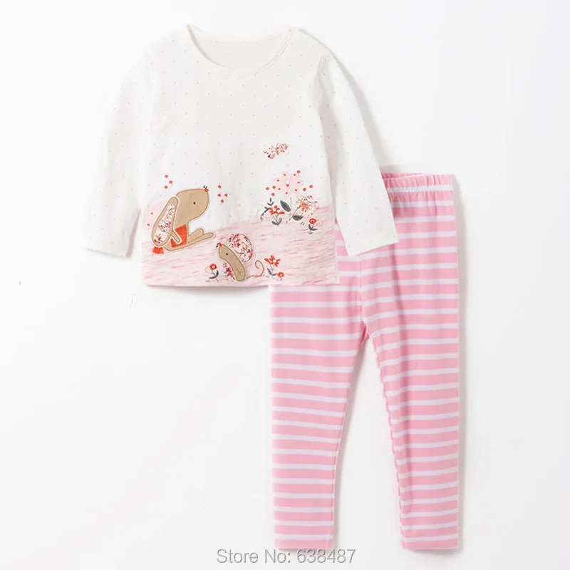 

1-7Y Baby Girl Clothes Set Brand 2024 Spring 100% Cotton Long Sleeve tshirt Leggings Pants Children Suit Bebe Girls Clothing Set