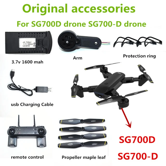 SG700D Drone Original Accessories 3.7V 1600mAh Battery Propeller Parts USB Cable For SG700D SG700 D Drone Spare Parts