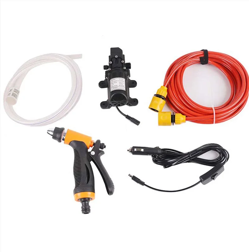 Vehicle-Mounted High-Pressure Car Wash Machine 12V Portable Car Washing Device Intelligent Gun Water Failure Self-Priming Pump F