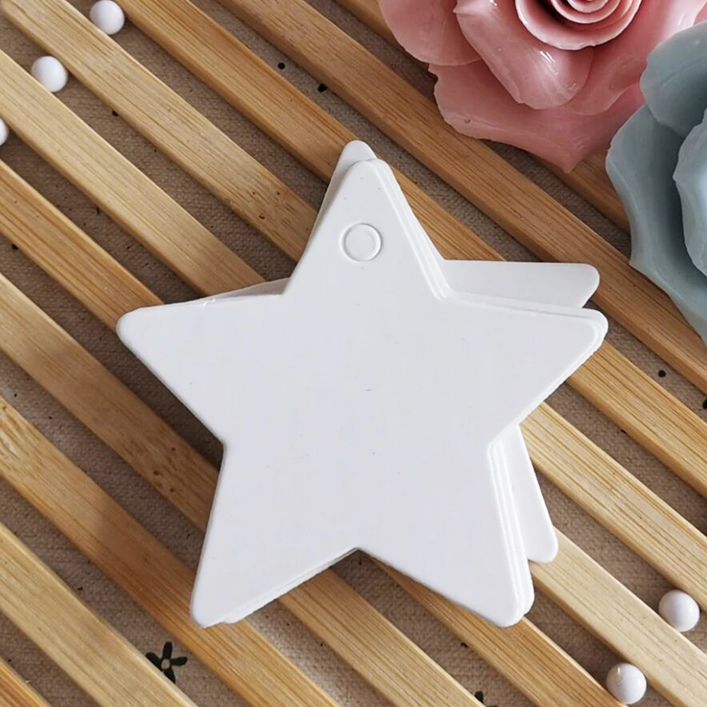 50pcs Star Kraft Paper Label Wedding Christmas Halloween Party Favor Price Gift Card Tags White Black Jewelry Display Packaging