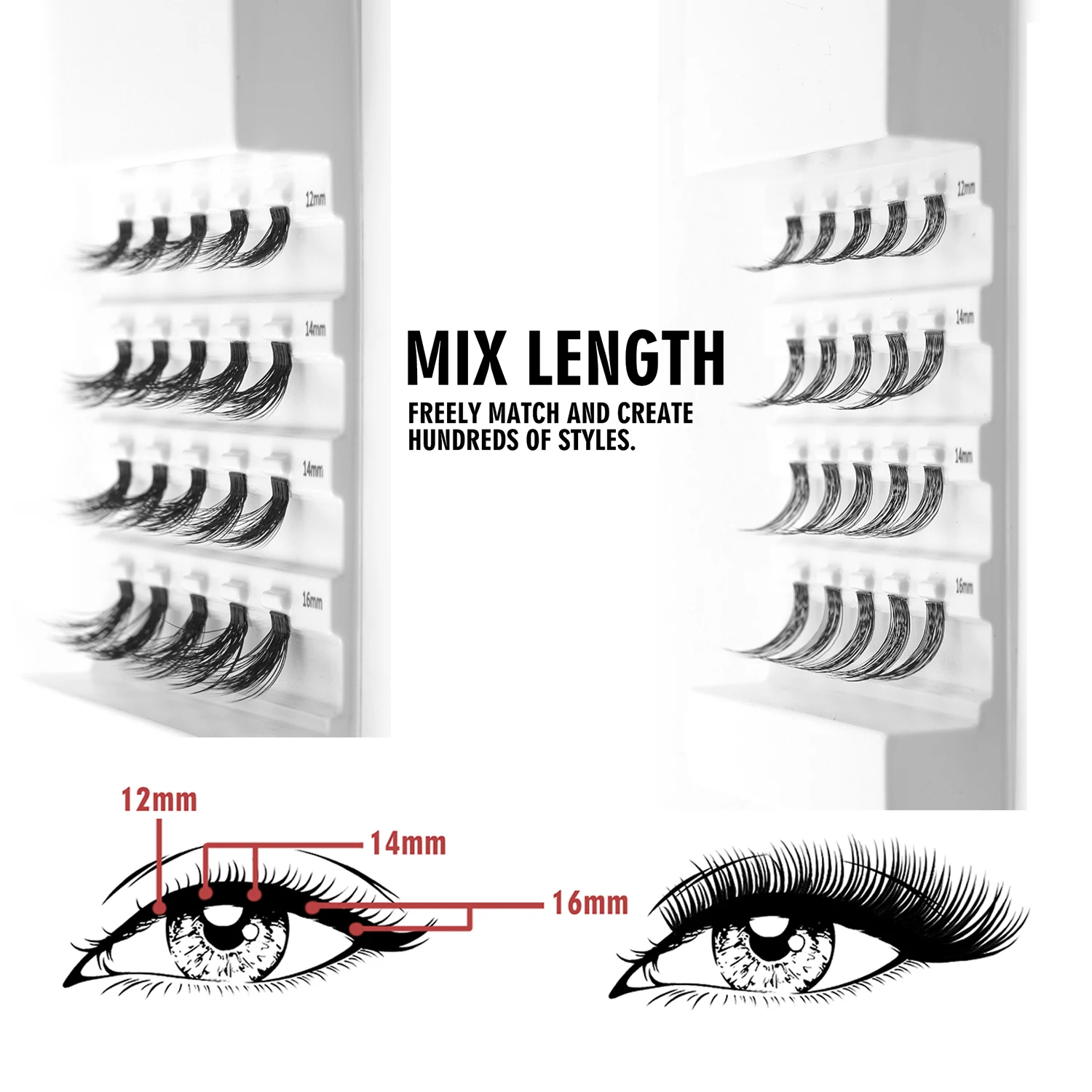 EASITENSION Cluster Lashes Mix 3D Effect Lashes Individual Lash Clusters Volume Lashes Set DIY Eyelash Extension bouquet de cils