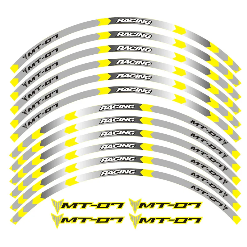 

High quality 12 Pcs Motorcycle MT07 Wheel decals stripe Reflective Rim Sticker For Yamaha MT-07 MT07