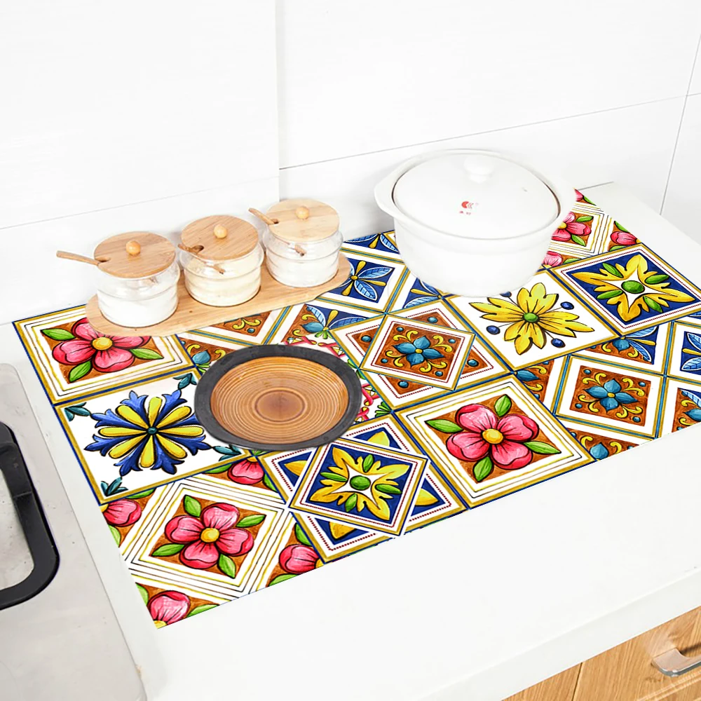 10/15/20cm Mandala Style Matte Surface Tile Sticker Peel & Stick Decoration Film For Tiles /Ground in Kitchen Wardrobe Wallpaper