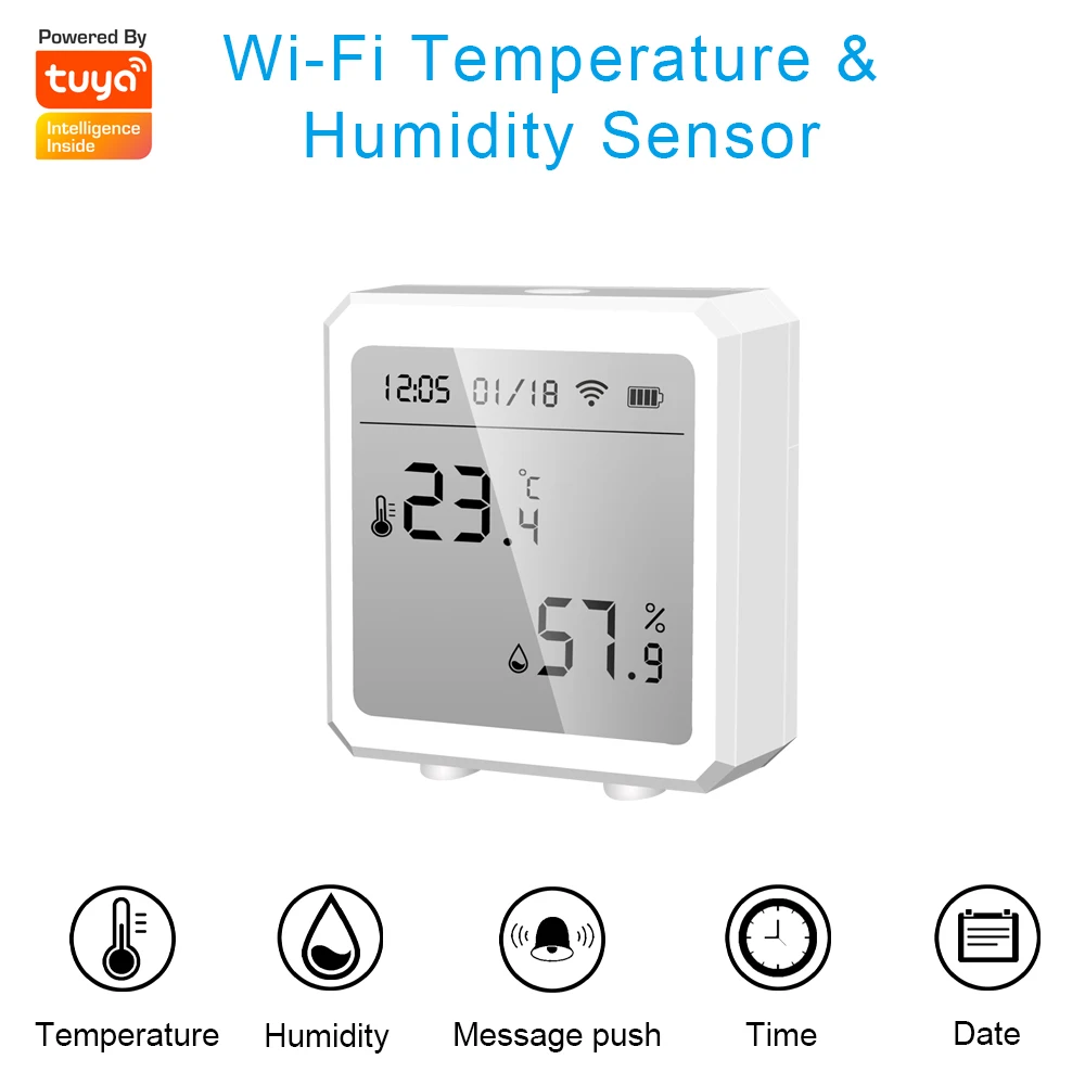 Tuya Smart WiFi Humidity Detector Temperature Sensor Indoor Hygrometer Thermometer With LCD Display Support Alexa Google Home