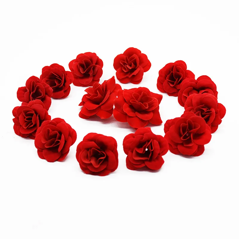 20 Pieces 3.5Cm 5Cm Red Roses Artificial Flower Home Decoration Accessories Wedding Diy Wrist Flower Headdress Festival Supplies