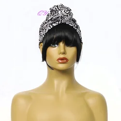 Synthetic Women Headband Wigs New Style Turban Cap Wig Headscarves Link Straight Bangs Woman Wigs Cosplay Fashion Women Hair Wig