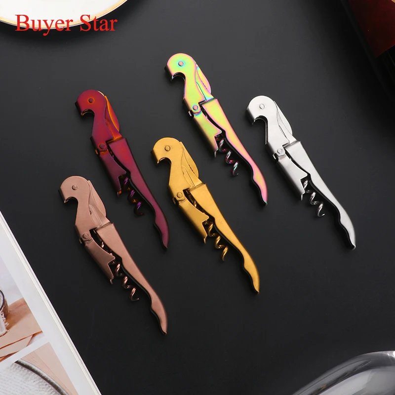 1pcs MultiFunction Red Wine opener Stainless Steel Wine Corkscrew Gold Beer Bottle Can Opener Homehold Kitchen utensil Bar Tools