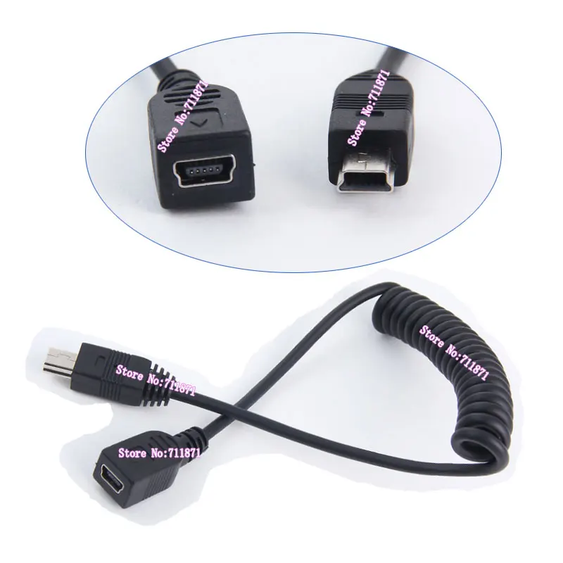 Male to Female 5Pin Mini Usb Elastic Telescopic Extension cable 5 Pin 5P Spiral Coiled Mini usb Male Female Data charging cable