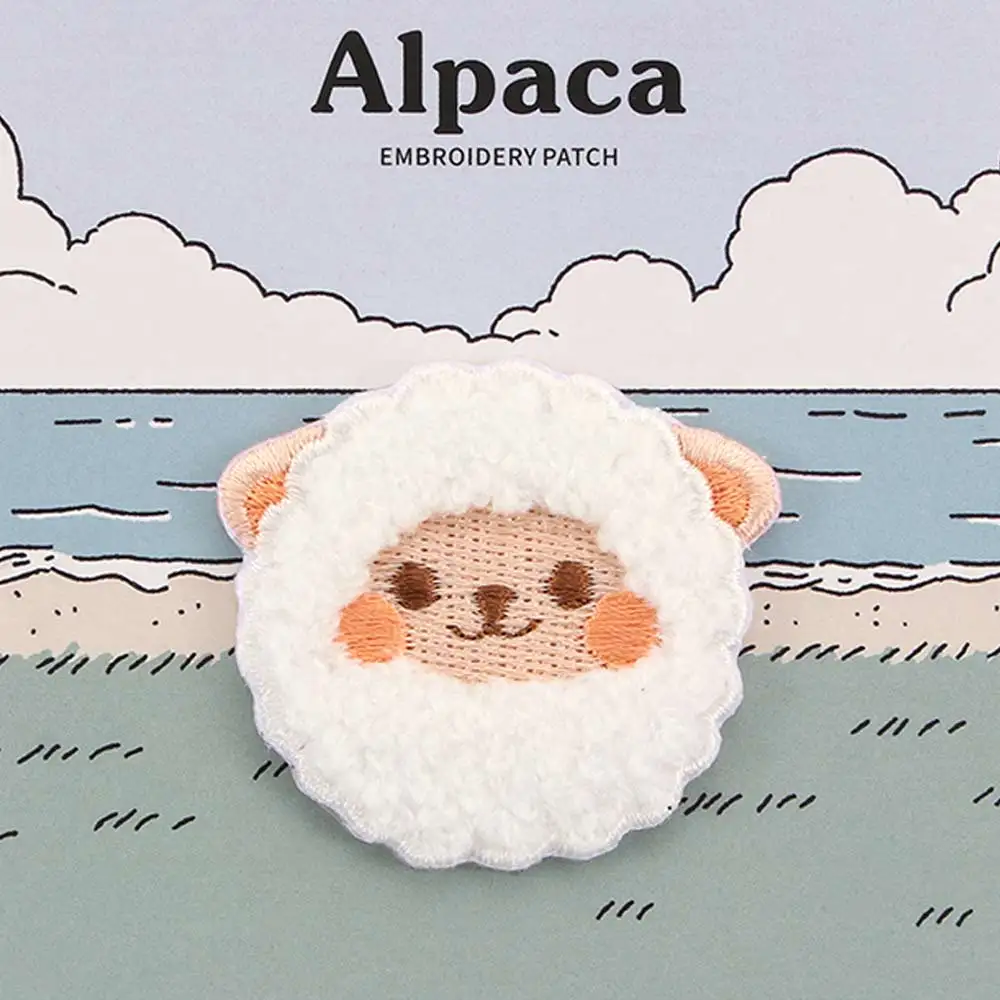 1PCS Plush Dog Bear Sheep Alpaca Iron On Patches Badges For Baby Self Adhesive Stickers On Clothes DIY Cute Applique