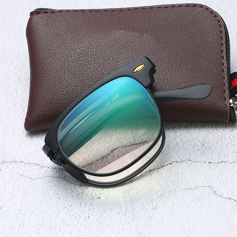 

Flexible Foldable Reading Glasses Fashion Anti-blue Presbyopia Eyewear Portable Pocket Magnifier Men Women Reader + bag