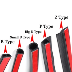 3 Meters DIY Car Door Seal Strip Stickers Anti-Dust Soundproof Sealing Big D Z P Type Noise Insulation Auto Interior Accessories