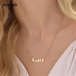 Atoztide New Stainless Steel Personalized Custom Name Necklace Gold Color Choker Chinese Arabic Necklace Pendant Nameplate Gift