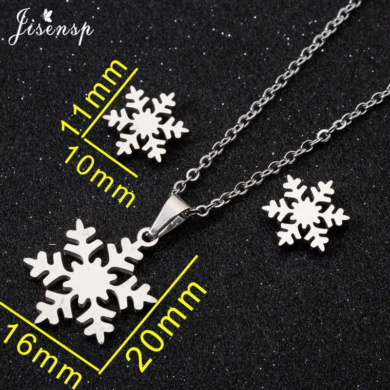Fashion Charms Winter Snowflake Necklace Earrings Set for Women Girls Sweater Chain Jewelry Christmas Accessories Wholesale