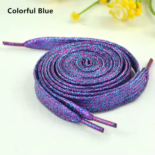 1 cm Width Colorful Lurex Shoelaces Trendy Bright Colorful Fall Winter Shoelaces Sneaker White Casual Sports Leather Shoes Laces - Image 26