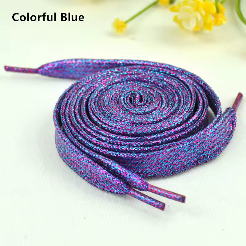 1 cm Width Colorful Lurex Shoelaces Trendy Bright Colorful Fall Winter Shoelaces Sneaker White Casual Sports Leather Shoes Laces - Image 26