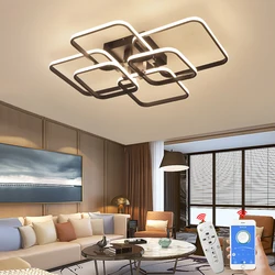 App rc square circel anéis luzes de teto para sala de estar quarto casa AC85-265V led lâmpada do teto moderno plafonnier