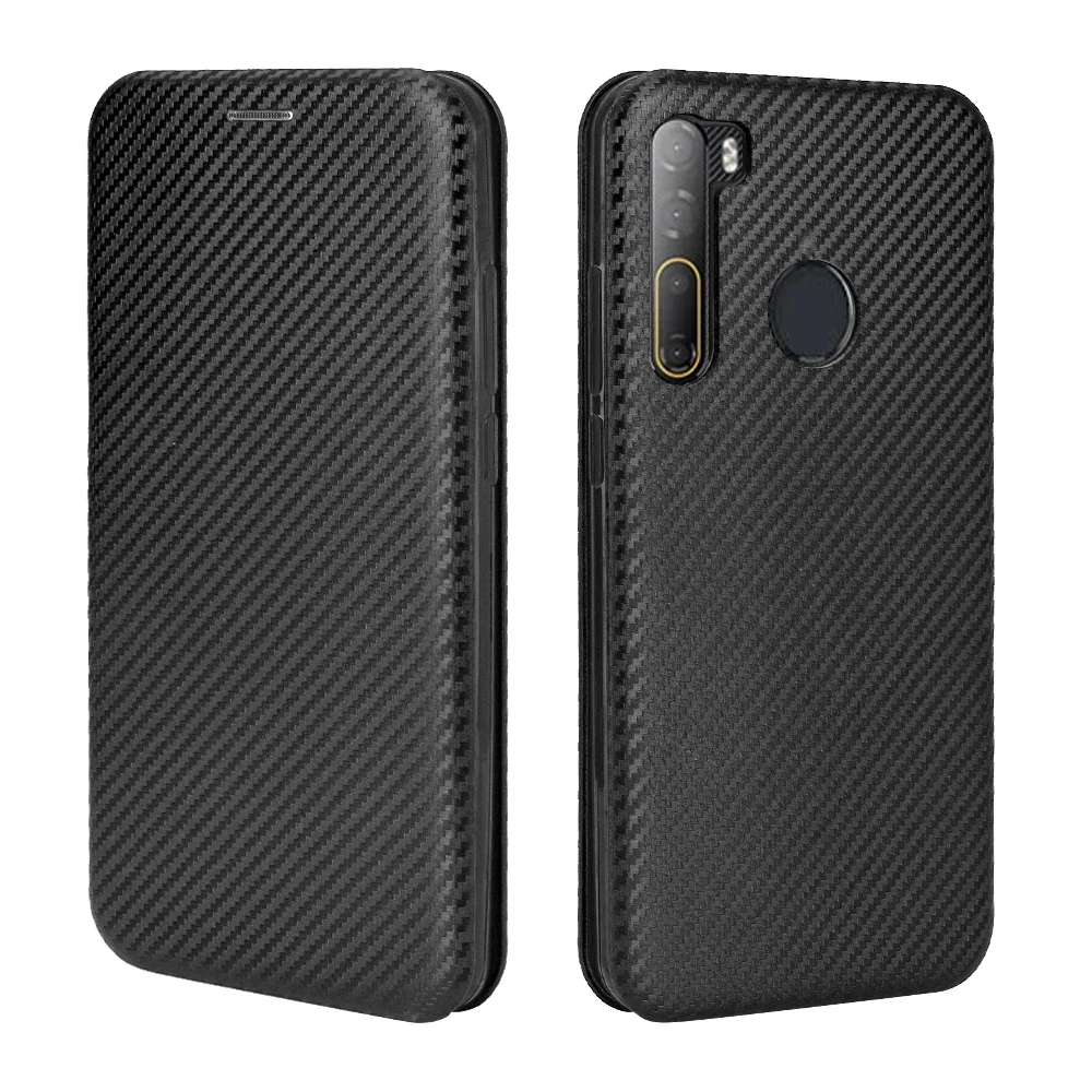 For HTC Desire 20 Pro Case Carbon Fiber Flip Leather Case For HTC Desire 20 Pro Business Magnetic Wallet Card Slot Slim Cover