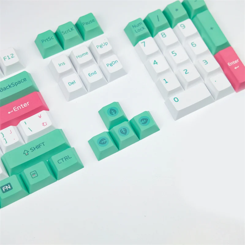 Anime 128 chaves sapo pbt 5 face dye-sublimação cherry perfil keycaps para teclado mecânico gh60 gk61 gk64 84 87 104 108