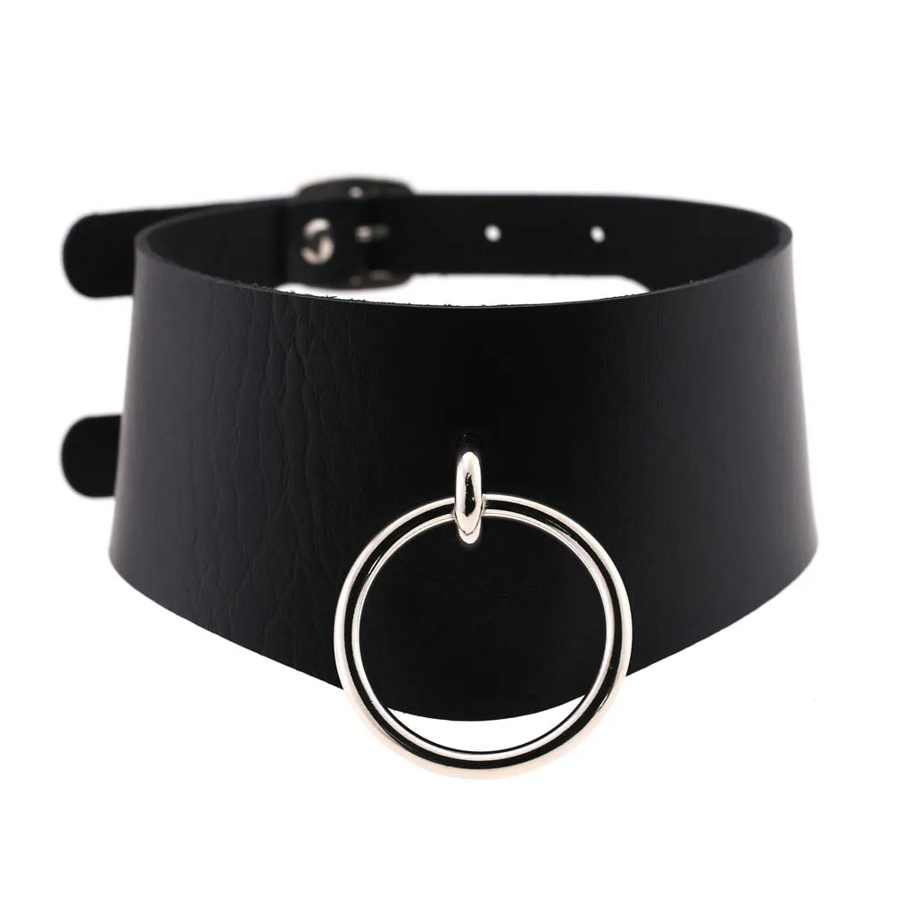 DIEZI Harajuku Schwarz PU Leder Halsband Halskette Für Frauen Männer Punk Gothic Runde Herz Stern Aussage Anhänger Quaste Halskette
