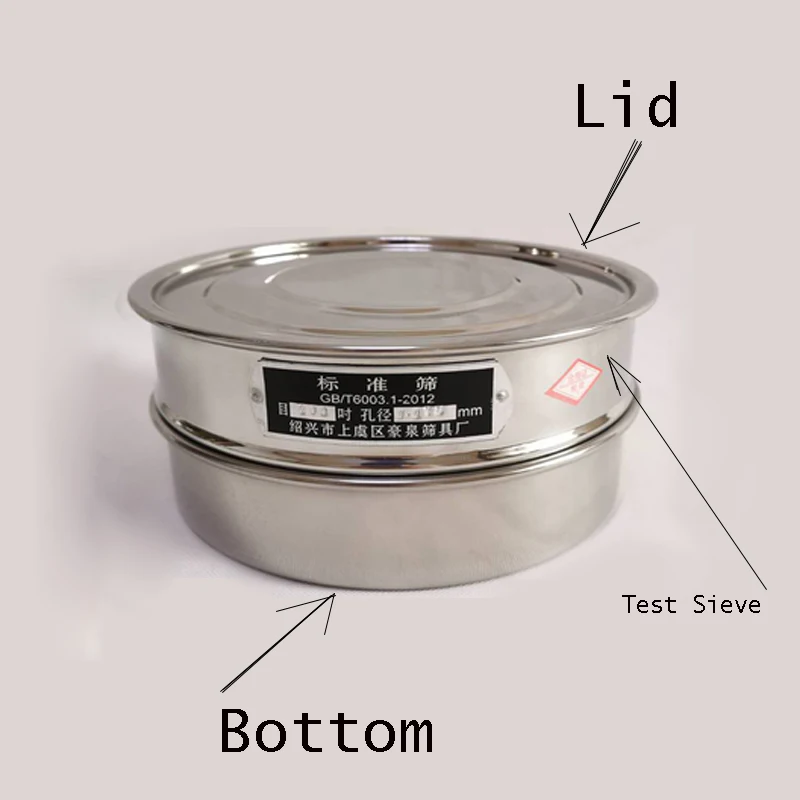 

1 комплект крышки + снизу + тестовое сито диаметром 20 см, оцинкованная крышка и контейнер для лабораторного осмотра отбора проб, сито для фармакопии