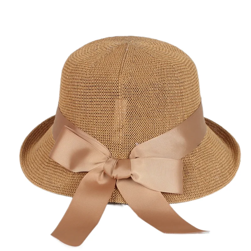 

Wholesale Fashion Summer basin breathable straw hat women sunshade beach Seaside Paper Bucket caps