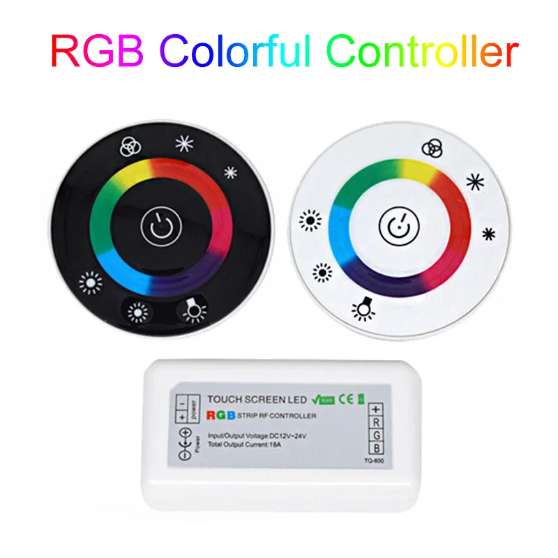 

LED Touch Round RGB Controller 18A DC12V-DC24V 7-Keys RF 433Mhz Remote Controller for 3528 2835 5050 LED Strip Lights