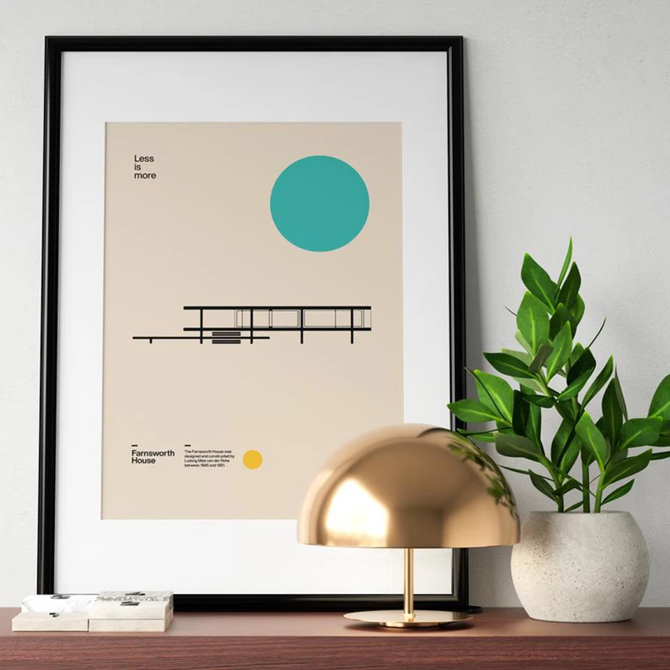 Home Decor Canvas Poster Farnsworth House Ludwig Mies van der Rohe Minimal Architecture Bauhaus Design Artwork