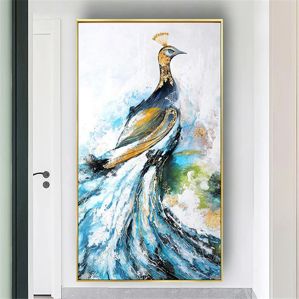 

Abstract Home Decor Hand Painted Animals Oil Painting on Canvas Wall Art Beautiful Peacock Pictures for Living Room wall Decor