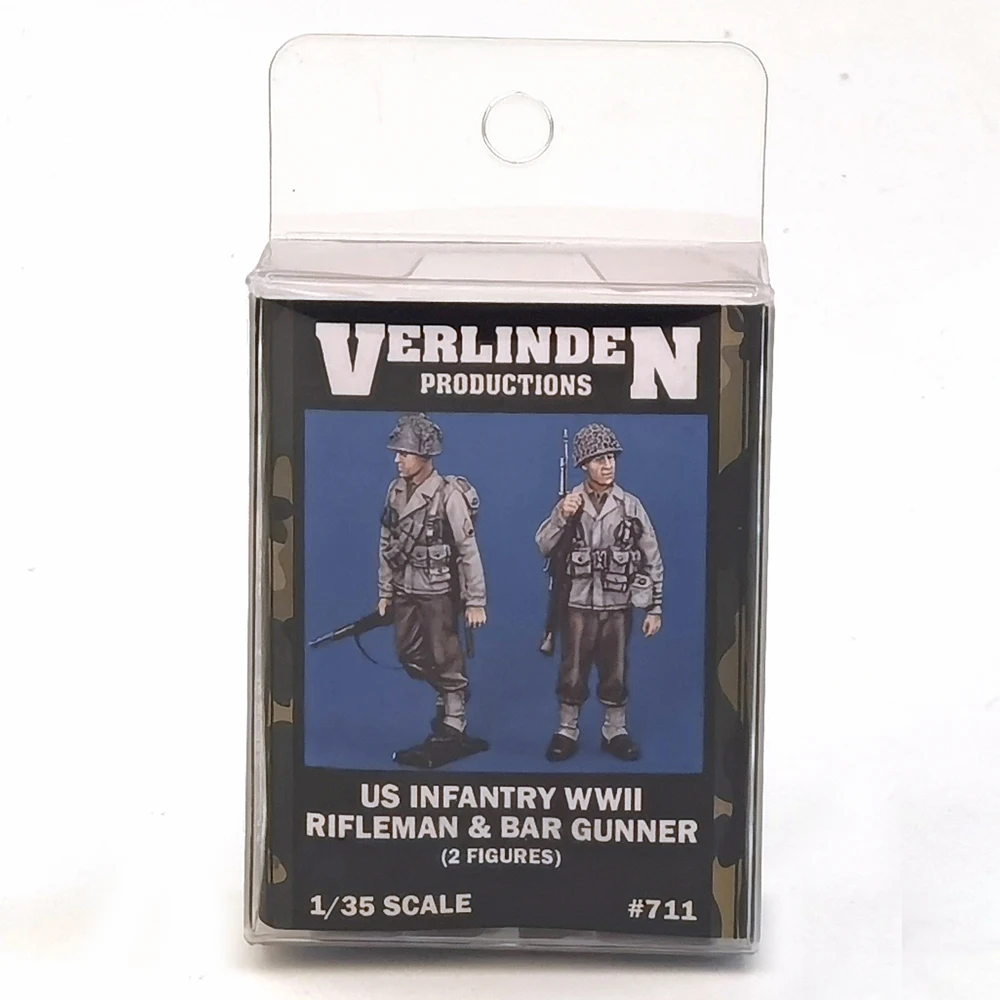 1/35 WWII U.S. Infantry Rifleman & BAR Gunner (2 Figures/Set) VERLINDEN #711 Resin Kits Unassembled Uncolored