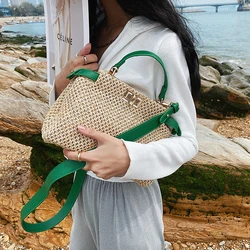 Petits sacs à bandoulière en rotin et paille pour femmes, nouvelle marque de sacs à main de styliste pour la plage et les voyages, été 2021