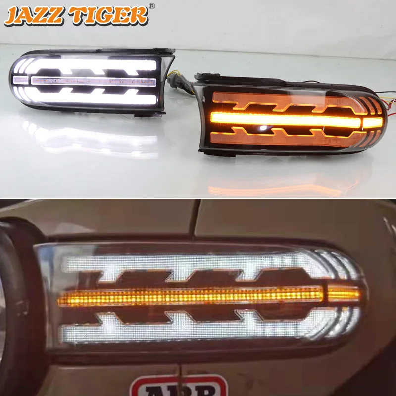 

12V Daytime Running Lights For Toyota FJ Cruiser 2007 - 2021 LED DRL Dynamic Turn Signal Car Fog Lamp Auto Daylights