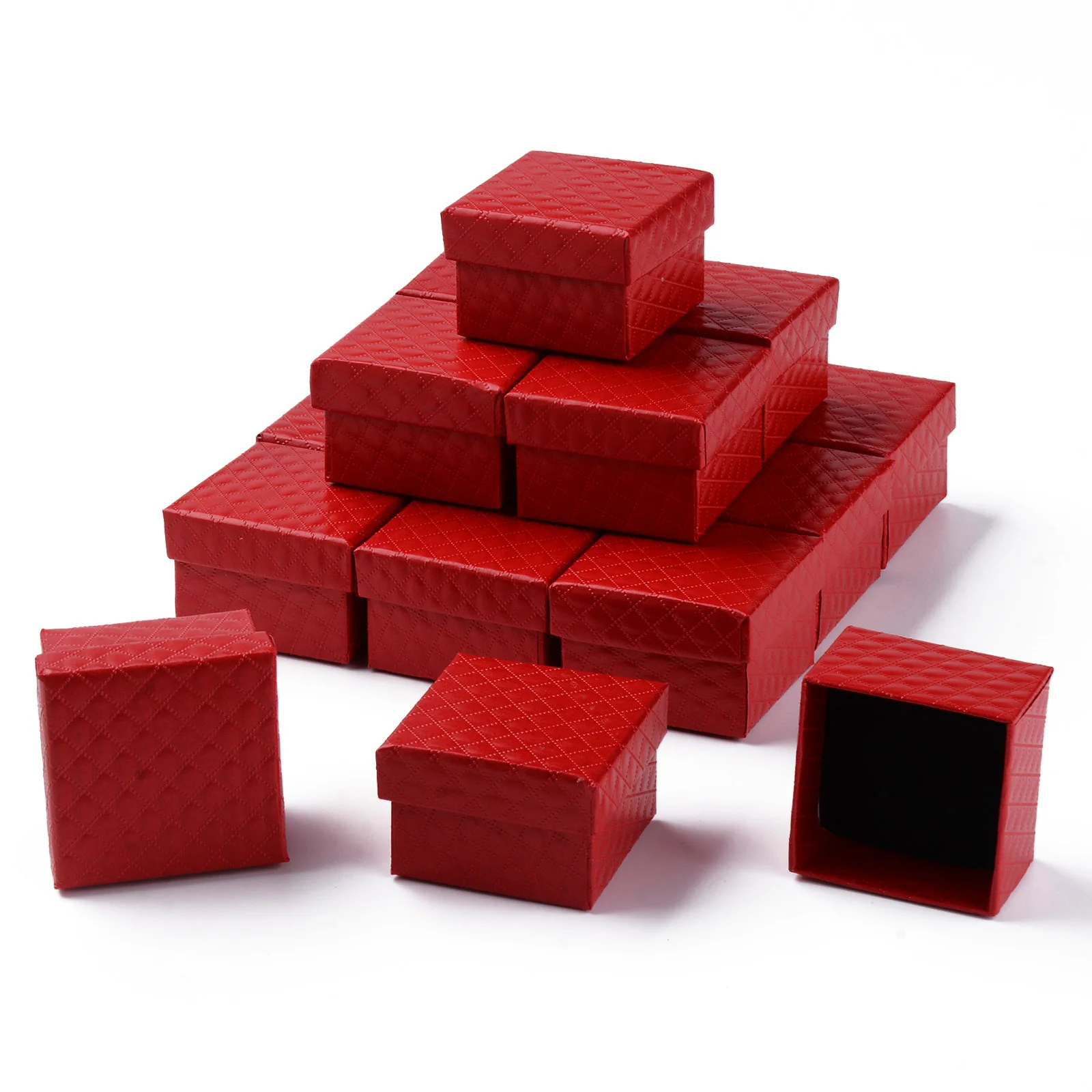 24Pcs Square Cardboard Ring Boxes Jewelry Organizer Storage Gift Box Paper Jewellry Packaging Container with Sponge 5x5x3.5cm