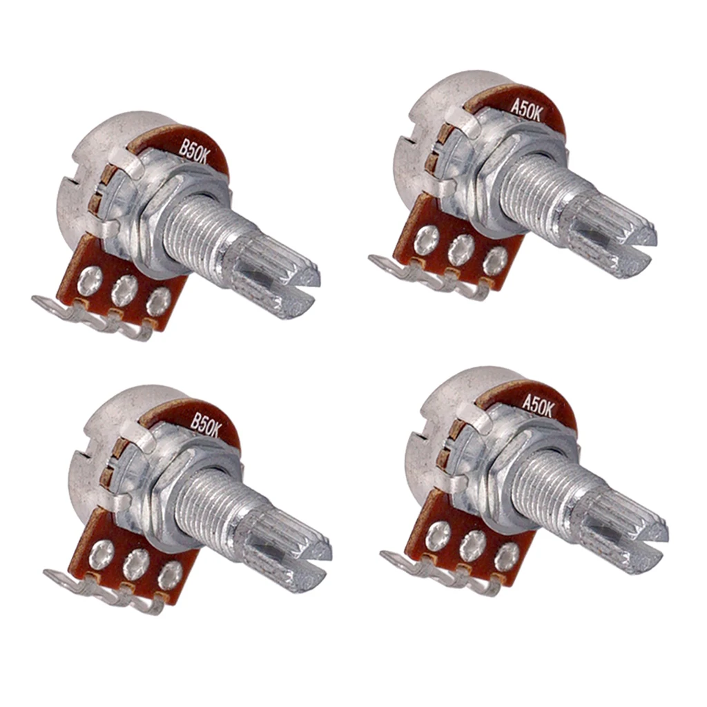 4pcs Mini Switch Control Pot A25K B25K A50K B50K A100K B100K A250K B250K A500K B500K For Electric Guitar With Potentiometer