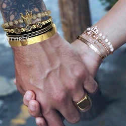 Luxury Couples Bracelet Roman Royal Charm Men Women Pave CZ Zircon Crown Handmade Braiding Set Bracelet Valentine's Lovers Gift