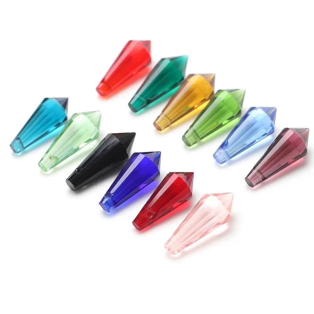 20Pcs/Lot Crystal Drop Pendant Clear 8x20mm Faceted Glass Teardrop DIY Beads Curtains Chandelier Light Jewelry Necklace Making