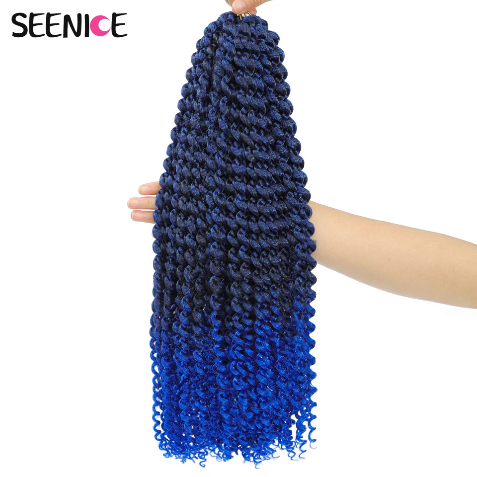 Extensiones de cabello trenzado sintético con ondas de agua para mujeres negras, pelo de ganchillo Afro rizado, trenzas de ganchillo marrón ombré