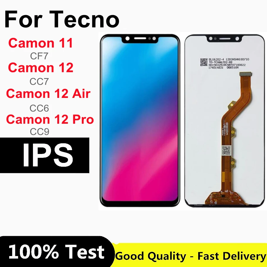 

For Tecno Camon 11 CF7 12 Air CC6 CC7 LCD Display Touch Screen Digitizer Assembly For Tecno Camon 12 Pro CC9 LCD