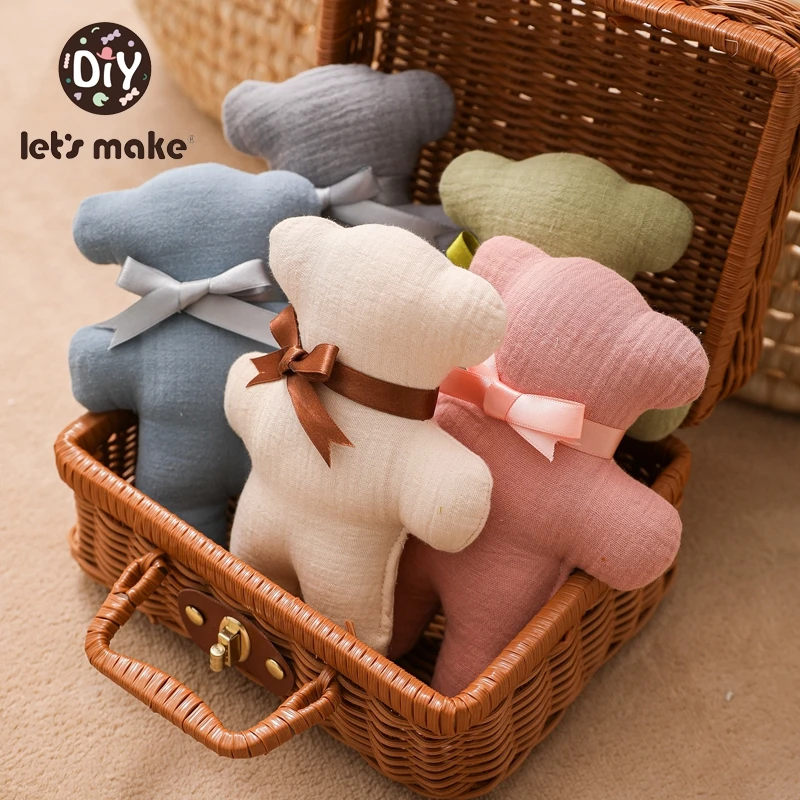 Let's Make 1Pcs Baby Toys Little Bear Cartoon Cotton Baby Soothing Toys Creative Music Rattle Newborn Toy Kids Birthday Gifts