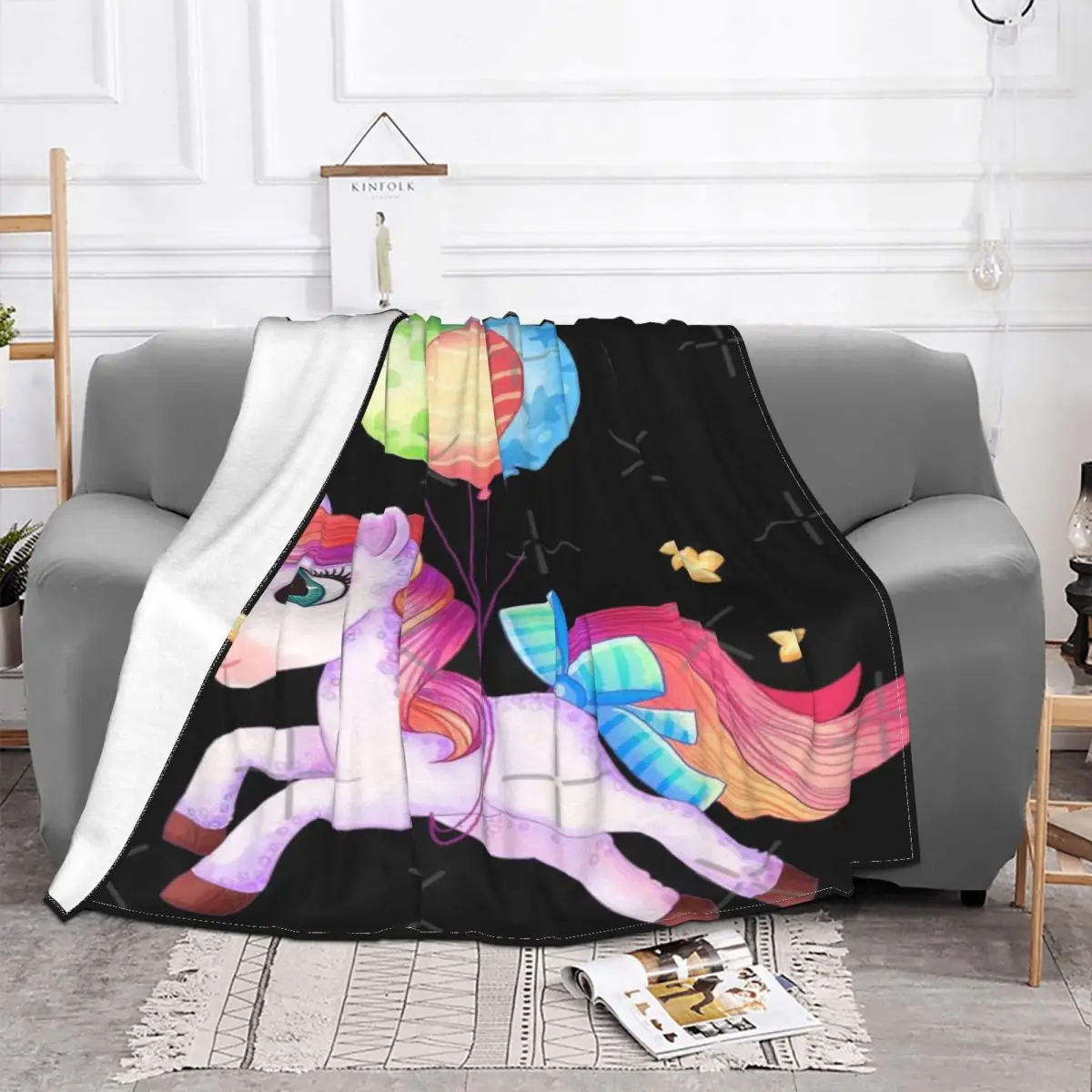 Manta de unicornio con acuarela cósmica, colcha para cama a cuadros, manta de muselina, textil de lujo para el hogar