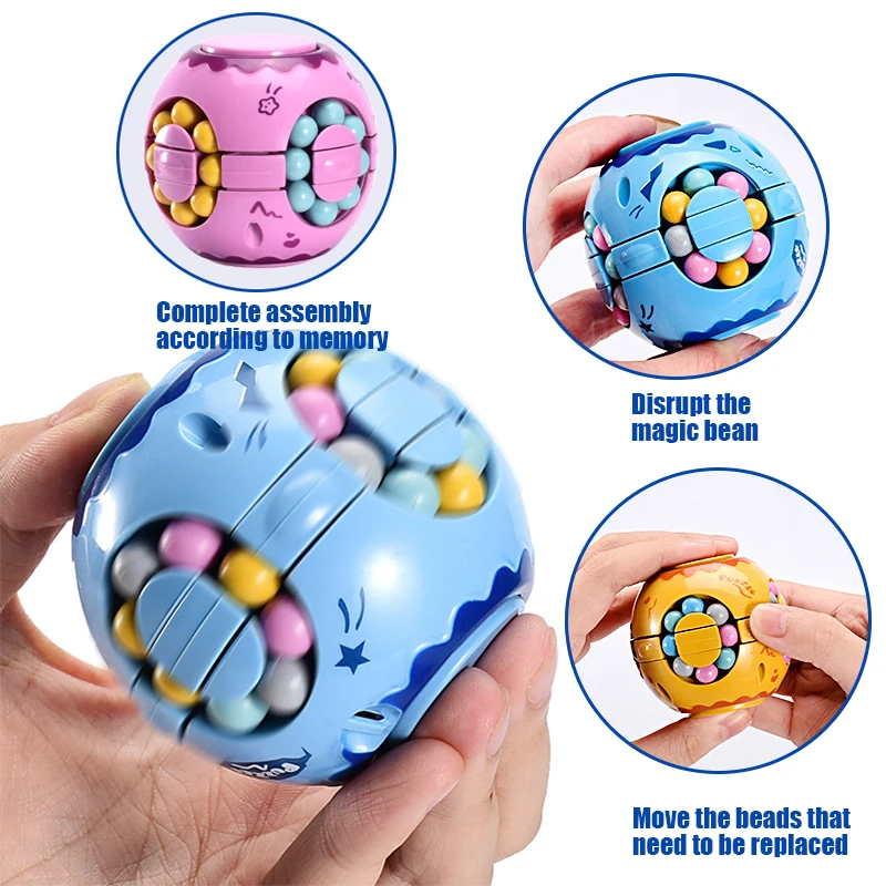 Rotate Slide Bean Puzzle Magic Cube Gyro Fidget Toy Spinner 3D Ball Antistress Fingertips IQ Games Gift for Child Adult Boy Girl