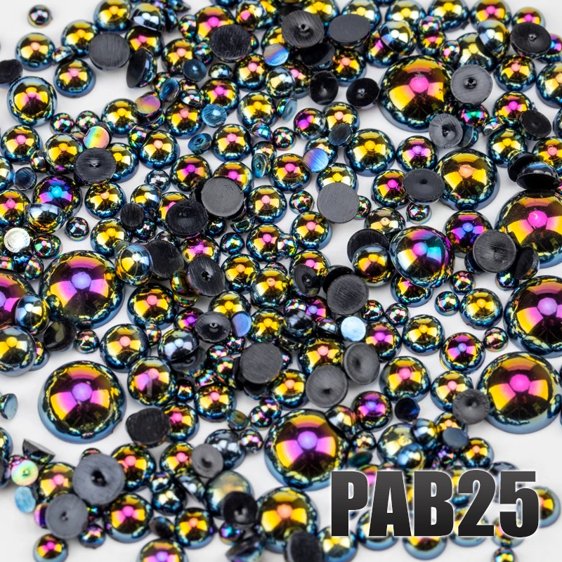 VDD 200g Großhandel Gemischte Größen 3-10mm Farbe AB Macaroon ABS Imitationsperlen Halbrunde Flachrückseitige Perlen DIY Nagelkunst Dekoration Handwerk – Detail 27