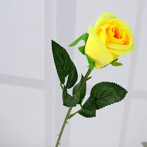 أصفر وردة بملمس طبيعي زهور صناعية من الحرير الزهور الزخرفية الزهور المنزل أو حفلة عيد الميلاد الديكور ديكور الزفاف #2
