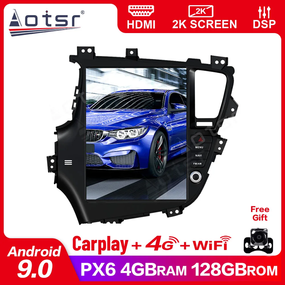 

Для Tesla style Android13 4 + 128G Автомобильный мультимедийный плеер Для KIA Optima K5 2010-2013 GPS Navi радио Аудио BT головное устройство с большим экраном