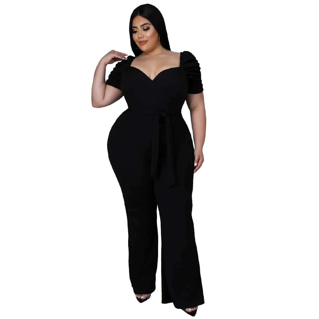 2022 New Arrivals Elegant Woman Jumpsuit Overalls Solid Short Sleeves One Piece Bodysuit Female Oufits Party Club