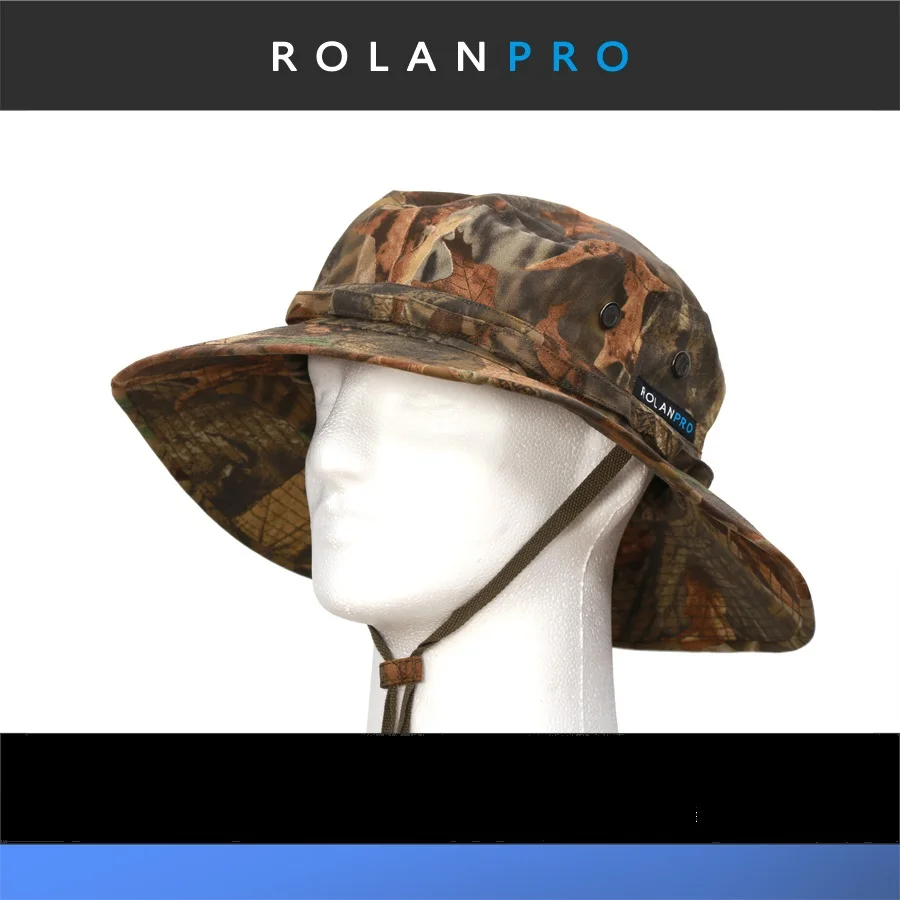 ROLANPRO Camouflage Mountaineering Caps for Men Women Summer Man's Round Boonie Hats for Military Camping Outdoor Unisex Hat