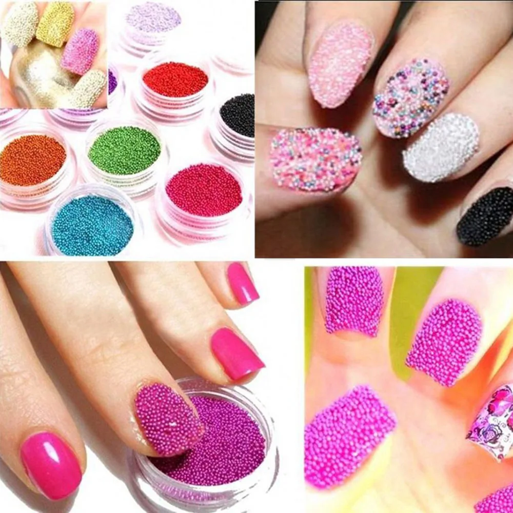 Caviar-strass para nail art, 1 garrafa, multi-cores, mini forma de bola redonda, grânulos de cristal para decorações 3d # p