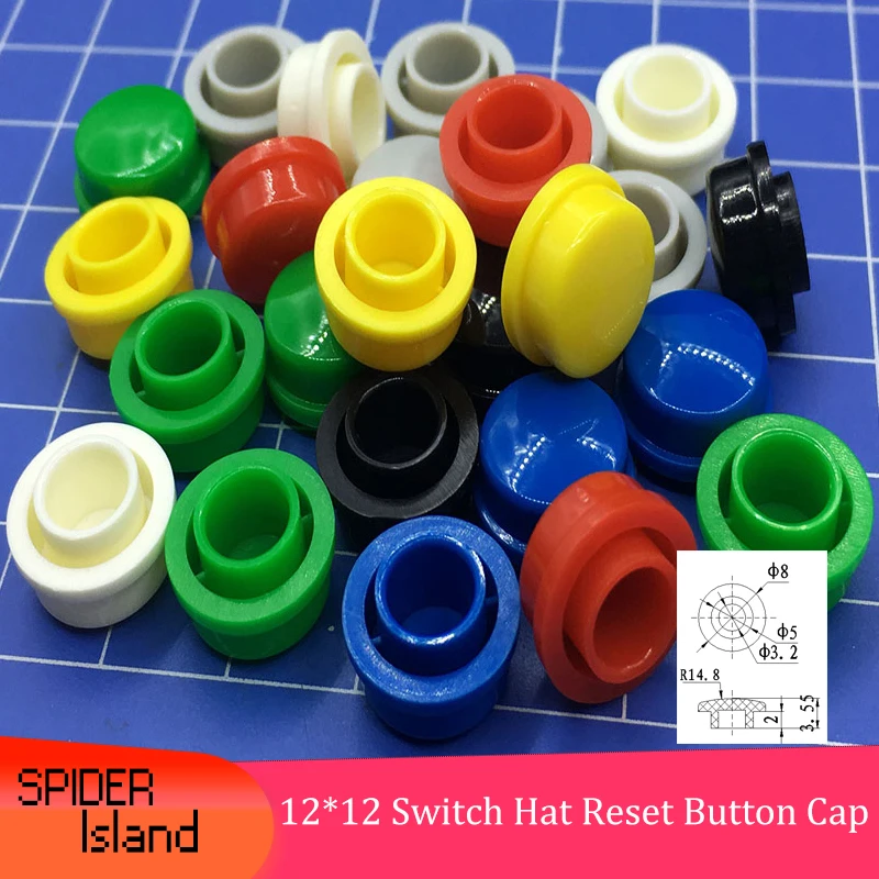 100pcs/lot 12 mm*12 mm Switch Hat Inner diameter 6mm Switch Power Cap Button Cap 12x12 Switch Reset Button Cap