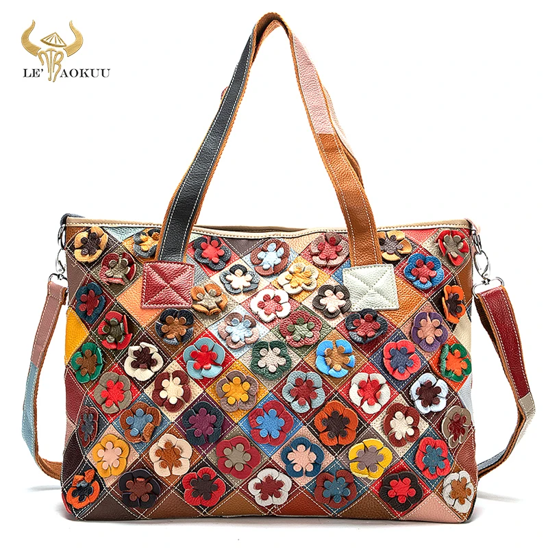 2021 Multi-Colorful Quality Leather Brand Luxury Ladies Patchwork Large Purse Handbag Shoulder bag Women Design Tote bag 668