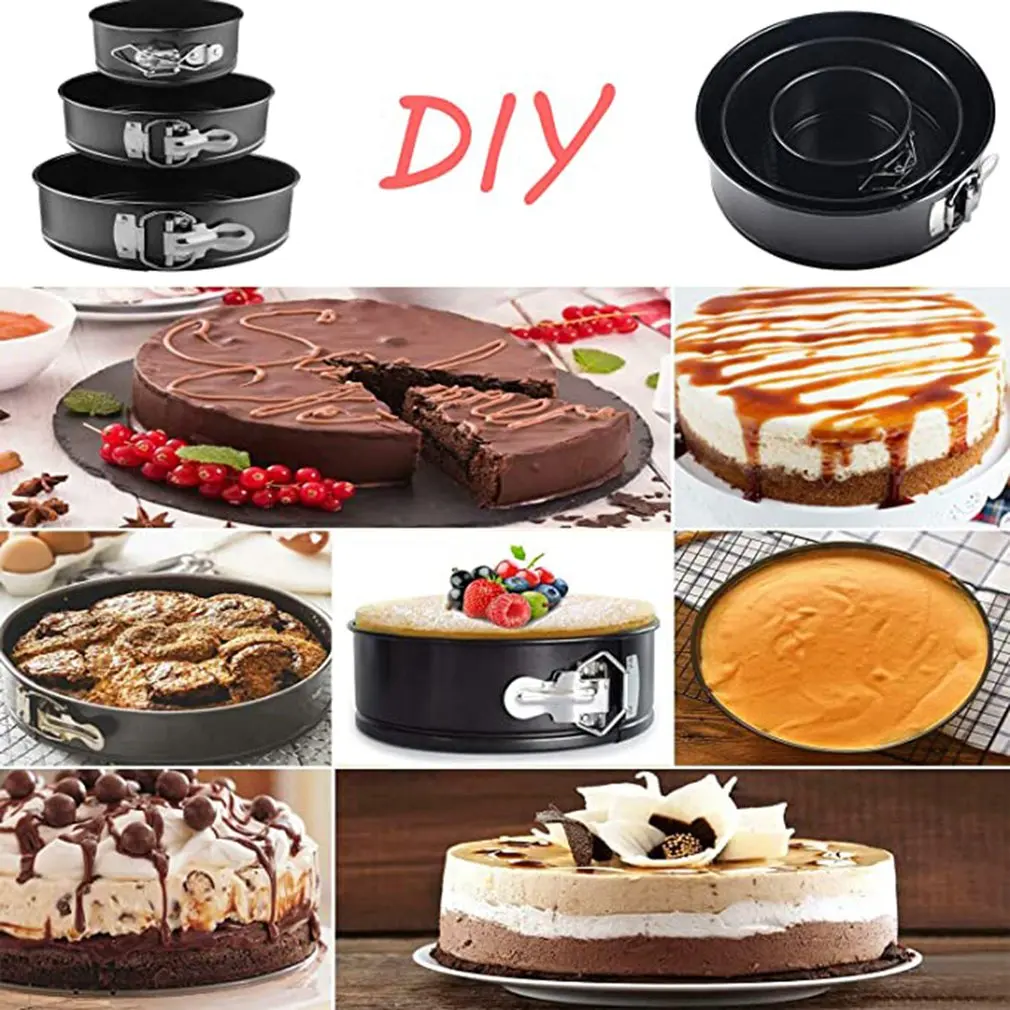 4/7/9 Inch Removable Bottom Non-Stick Metal Bake Mould Cake Pan with Lock Divice Bakeware Cake Molds Baking Accessories